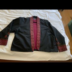 DACAAN black fully lined linen jacket. Vintage Hand embroidery.hobo styl…